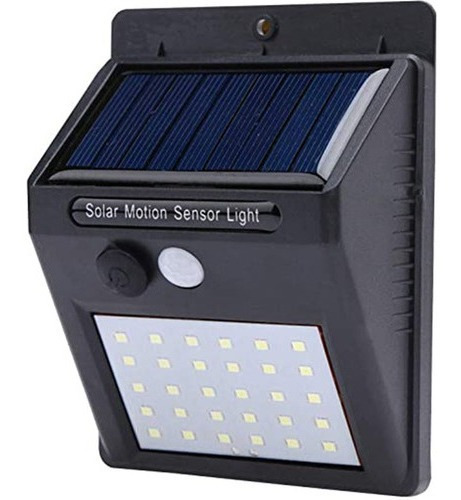 Luminária 30 Leds Com Sensor Presença Arandela Solar Jardins Cor Preto 110V/220V