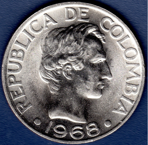 50 Centavos 1968 Moneda De Colombia Francisco De Paula