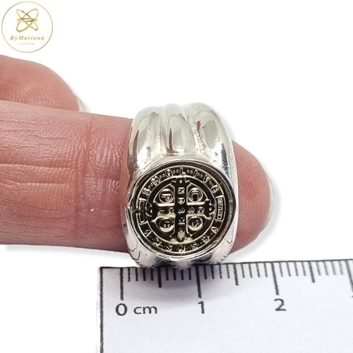 Imagen 4 de 6 de Anillo Plata Y Oro San Benito