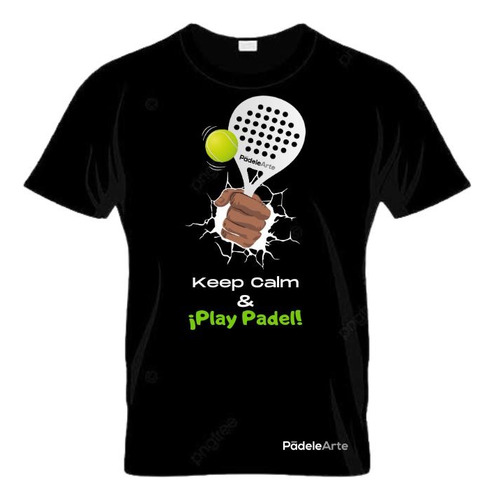 Playera Padelearte Algodón Negro Mod Keep Calm Play Padel