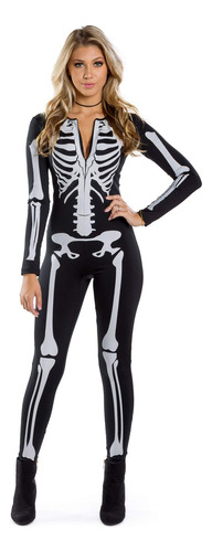 Body De Esqueleto Dorado Para Mujer - Disfraz De Halloween D