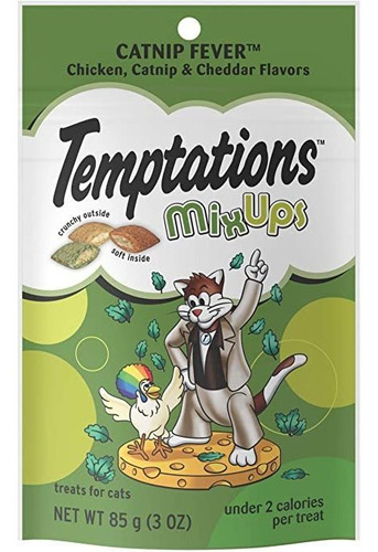 12x Sobres Temptations Premio Crujiente Gato Catnip Fever