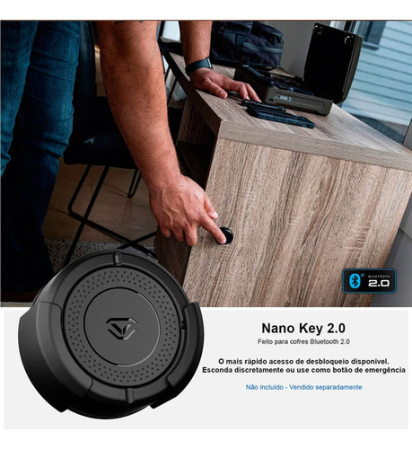 Cofre Digital Vaultek S20 P/ Armas, Com Biometria, Bluetooth Cor Preto