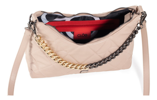 Bolsa Hobo Cloe Para Mujer Acolchado En Forma De Rombos Color Nude