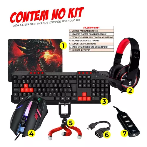 Kit Mobilador Completo Jogar Free Fire P/ Celular Led Rgb