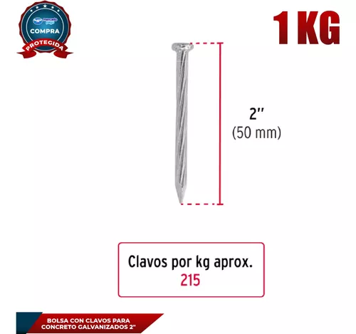 44123 / CLC-2G TRUPER Bolsa con 1 kg de clavos para concreto galvanizados 2