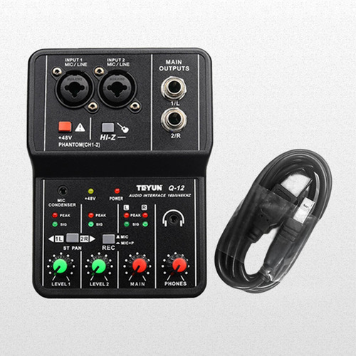 Mezclador De Audio 48v Phantom Power Con Cable Usb Para