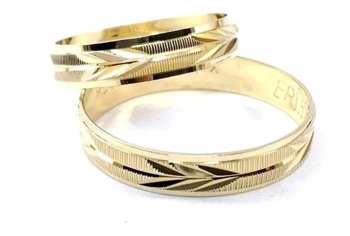 Anillos De Matrimonio 10k 4mm Par Argollas Boda Satinado Oro