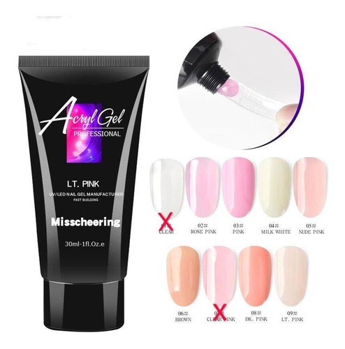 Polygel Gel Acrygel 30ml Clear, White Y Pink Nuevo Manicure