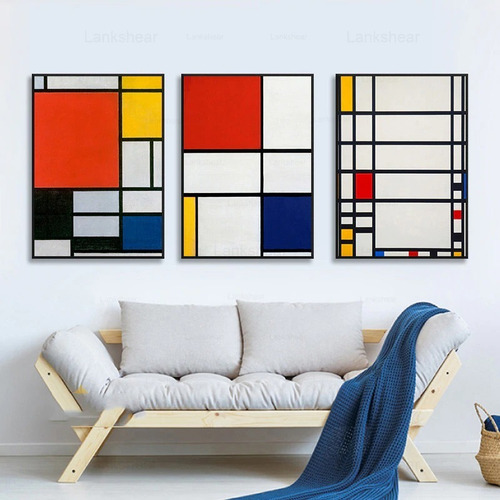 Imagen 3 de 8 de Cuadros Trípticos-piet Mondrian -liquidación!ultimo