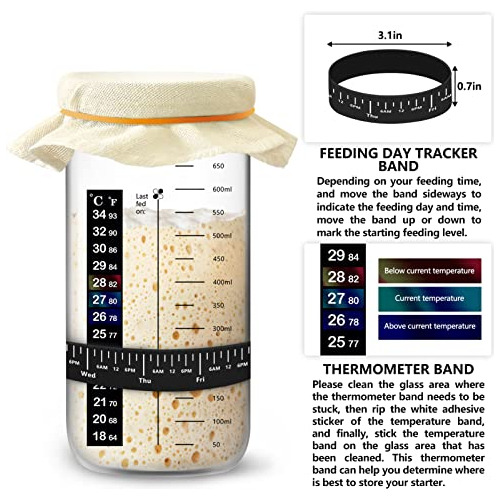 Sourdough Starter Jar Kit - 24 Oz Sourdough Starter Jar...