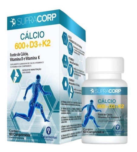 Kit Com 02 Supracorp Cálcio 600 Vitamina D3+k2 - 60 Cápsulas