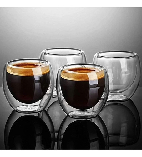 Juego 4 Tazas Café Aislamiento Térmico Frías Y Calientes