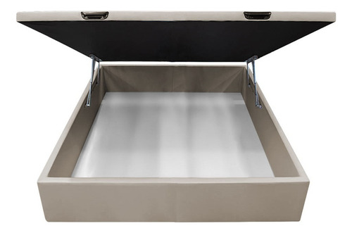 Base Box Baú Para Cama Viúva 128x188cm Liz Sintético Bege Cor Creme