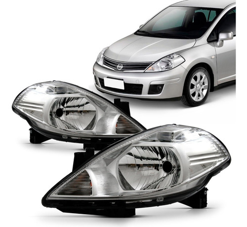 Farol Nissan Tiida Sedan 2007 A 2010 Mascara Cromada