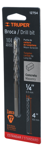 Broca Concreto 1/4 X 4' B. 12754 10 Pz