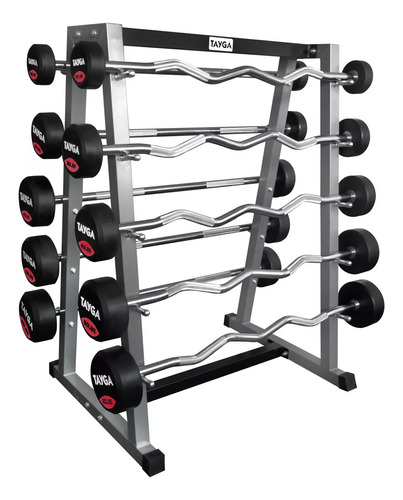 Rack Con 10 Barras Con Peso Integrado Gym Crossfit 20-60 Lbs