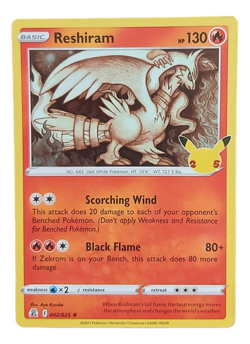 Reshiram Celebrations 002/025 Carta Pokemon