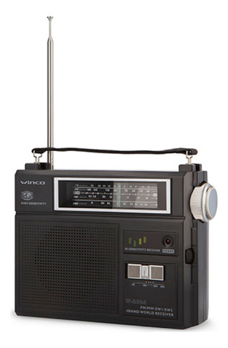 Radio Portátil Dual 4 Bandas Winco W2004 Am Fm Color Negro