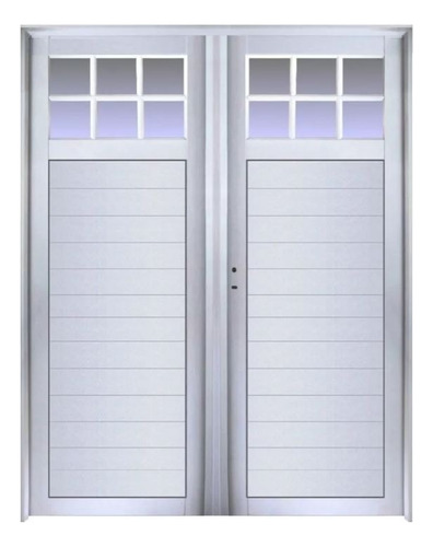 Puerta Doble Aluminio Blanco 1/4 Vidrio Repartido 160x200