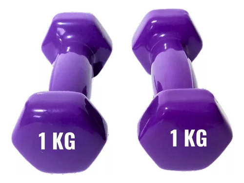 Par De Mancuernas Hexagonal De Vinilo 1kg C/u (total 2kg