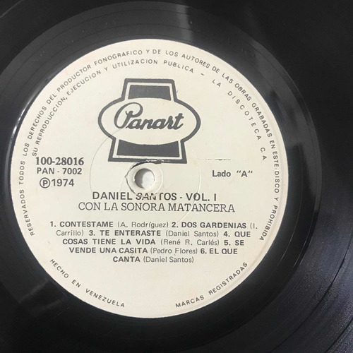 Daniel Santos Con El Conjunto Sonora Matancera Panart Vol.1 (Usado)