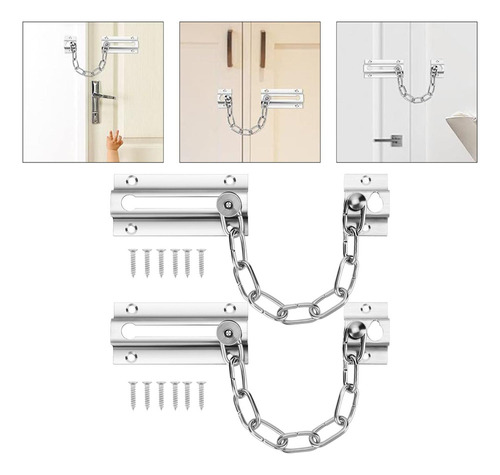 Cerradura De Puerta De Cadena, Paquete De 2, Fácil De