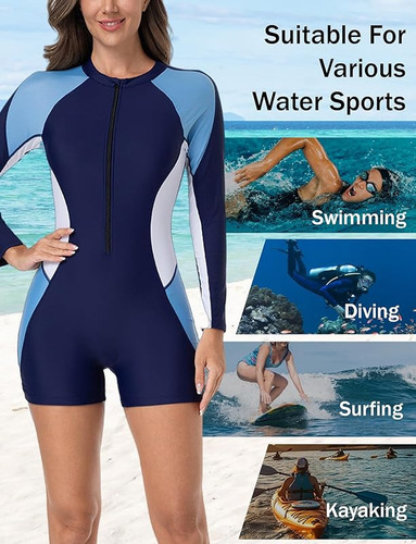 Traje De Baño Deportivo De Una Pieza Para Mujer Con Cremalle