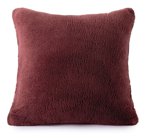 Funda De Almohadón 40 X 40 Simil Peluche Suave Jean Cartier Color Lisboa Merlot Liso
