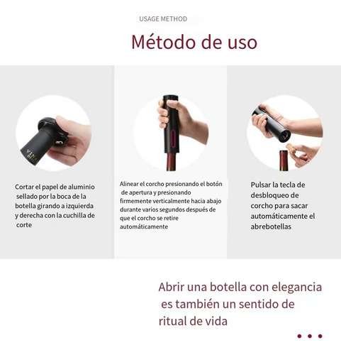 Juego De Abridor De Vino Eléctrico Automático Sacacorchos