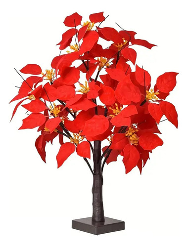 Fwefww Árbol De Flores De Pascua Artificial Con Iluminación