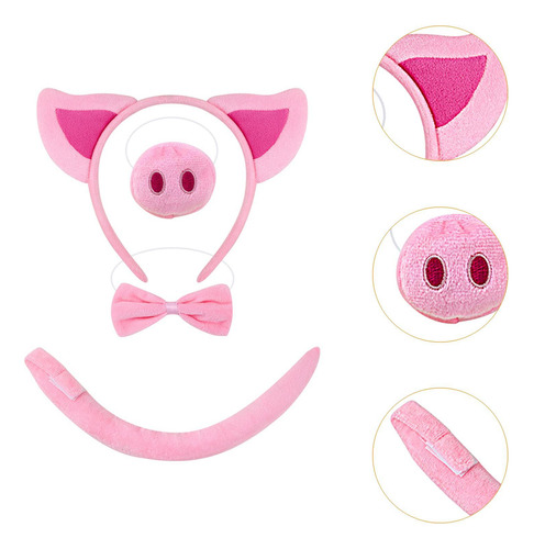 Conjunto De Disfraz De Cerdo, Tocado, Cosplay De Sin Guantes