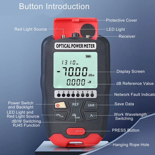 Medidor De Potencia Óptica Fuente De Luz Roja Fibra Óptica D