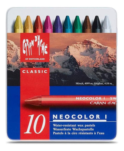 Pastel Oleoso Caran D'ache Neocolor I Com 10 Cores