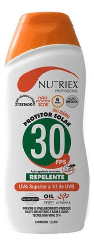 Protetor Solar Fps 30 Com Repelente 120 Ml Bisnaga Nutriex