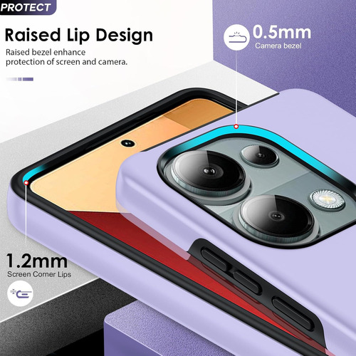 Funda Uso Rudo Anillo Para Poco M6 Pro 4g+mica+lente Púrpura Redmi Note 13 Pro 4g/xiaomi Poco M6 Pro 4g/poco X6 Neo