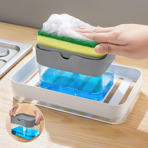 Jaboneras Para Cocina Con Porta Esponja, Jabonera 300ml Y