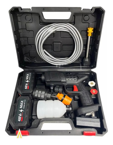 Hidrolavadora Inalambrica Portátil Recargable 48v 2 Baterias Color Negro