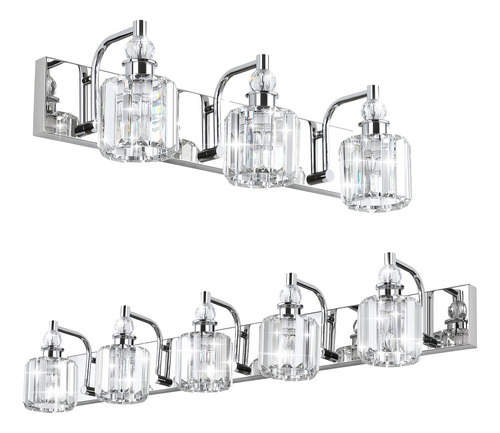 Moderna Lampara Tocador Cristal Baño Cromada Pared Espejo