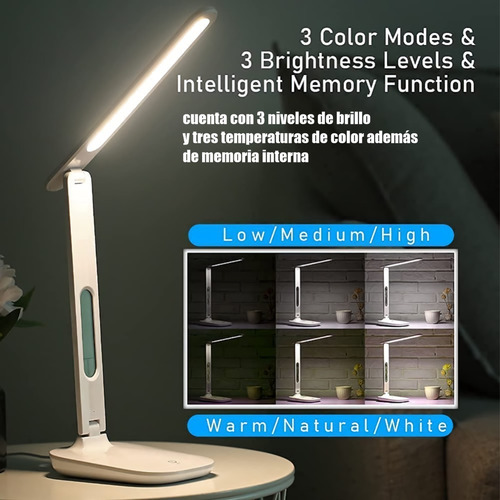 Lampara De Mesa Escritorio Con Pantalla Alarma Y Calendario.