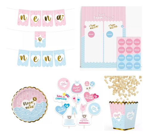 Set De Revelación De Genero/sexo Baby Shower Nacimiento