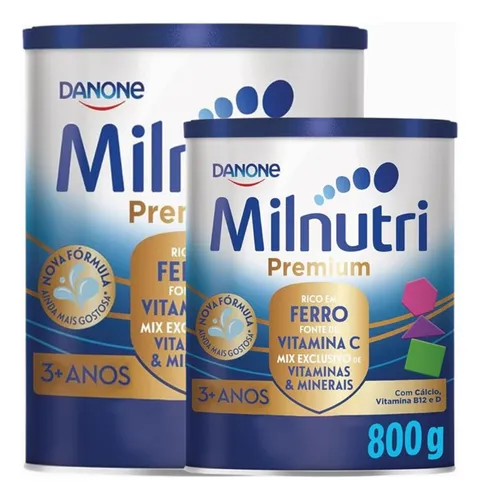 2 Latas- Composto Lácteo Em Pó Milnutri Premium Danone 800gr