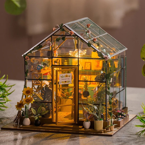 Kit De Casa De Muñecas Diy Mini Casa Flores Rompecabezas 3d