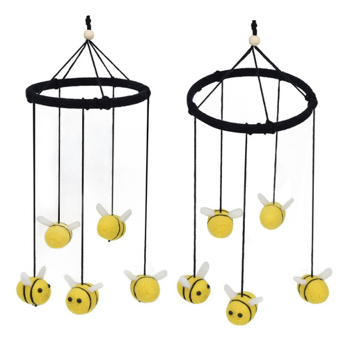 Berço Móvel Cinco Abelhas Bonitas Eco Friendly Feltro De Lã