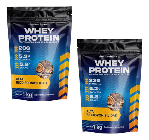 2 Pza X-nap Whey Proteína Hidrolizada Cinnamon Roll Canela 