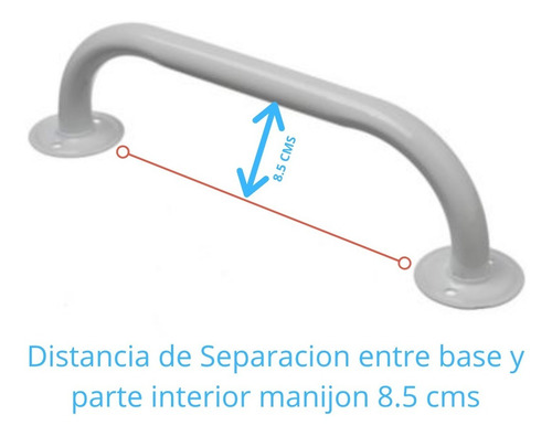Imagen 3 de 8 de Barral Agarradera Seguridad Baño Discapacitados Blanco 25cm