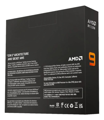Procesador Amd Ryzen 9 9950x 5.6 Ghz Am5 Sin Cooler Con Gpu