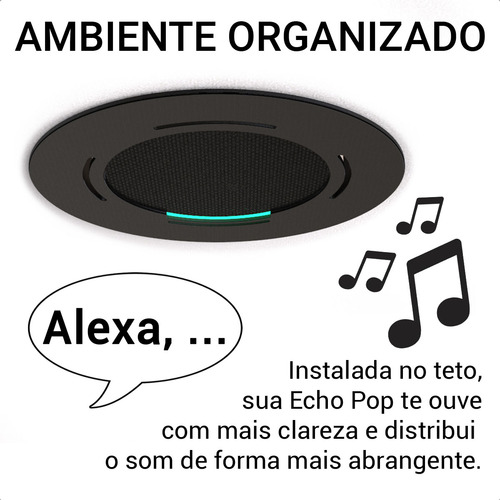 Suporte De Embutir No Teto Gesso Redondo Para Alexa Echo Pop Cor Branco