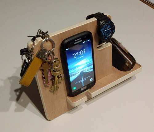 Porta Celular, Billetera Y Llaves - Regalos - Madera - Cnc