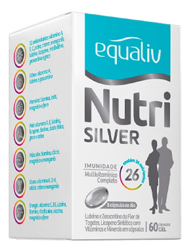 Kit 6 Vitamina Nutri Silver 60 Cápsulas - Equaliv Neutro